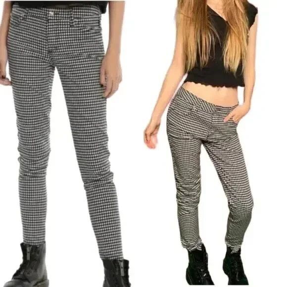 Tripp NYC Daang Goodman Black & White Houndstooth Skinny Leg Punk Jeans 11 - Picture 5 of 16